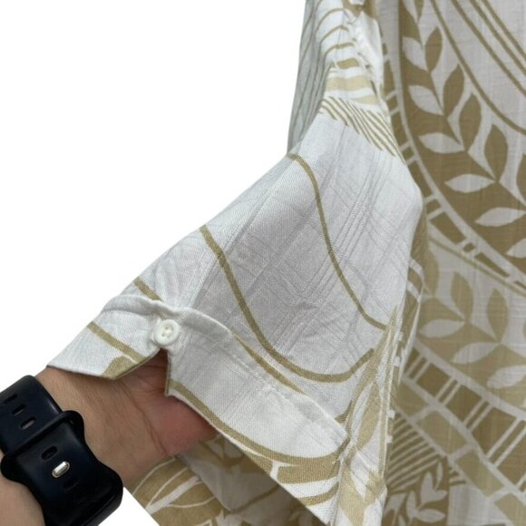 Cubavera Men's Beige Tropical Button-Down Shirt Short Sleeve Lightweight Large - Picture 4 of 6